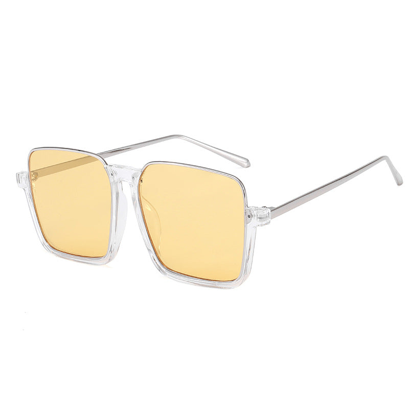 Damen quadratische Sonnenbrille mit transparentem Rahmen und polarisierenden Gläsern Karnz