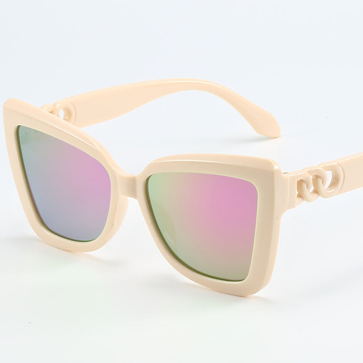 Damen moderne Cat-Eye Sonnenbrille mit klarem Rahmen und UV-Schutz Karnz