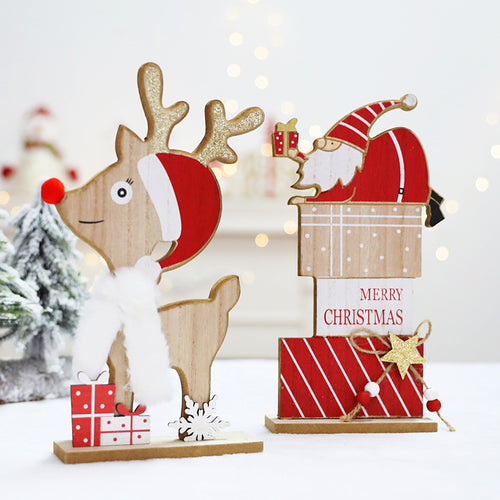Holz Weihnachts-Schlitten und Rentier Dekoration