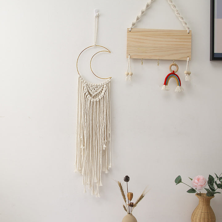 Macramé Mond Wandbehang Karnz