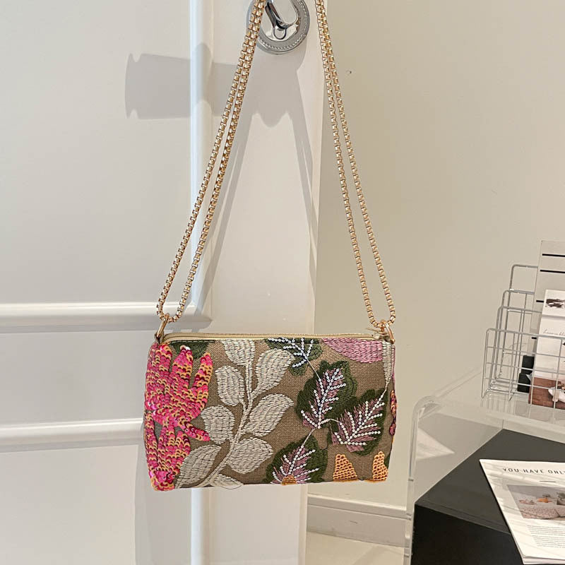 Florale Pailetten Clutch Tasche