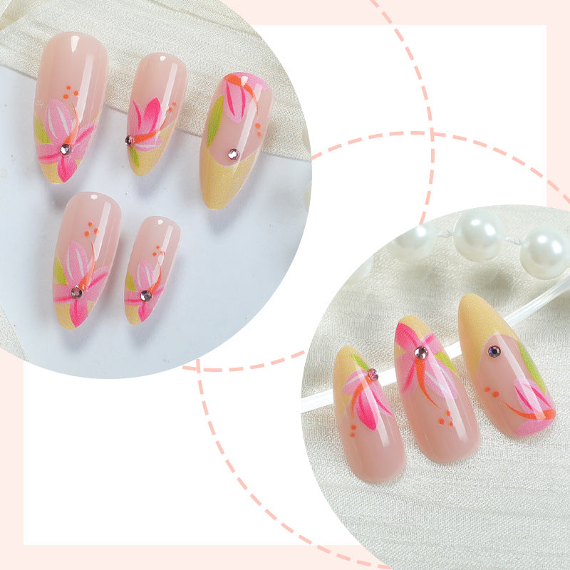 Blumenmuster Press-On Nagelkunst Karnz