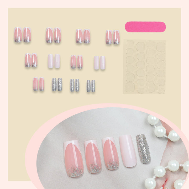 Elegantes Press-On-Nagelset mit glitzernden Spitzen Karnz