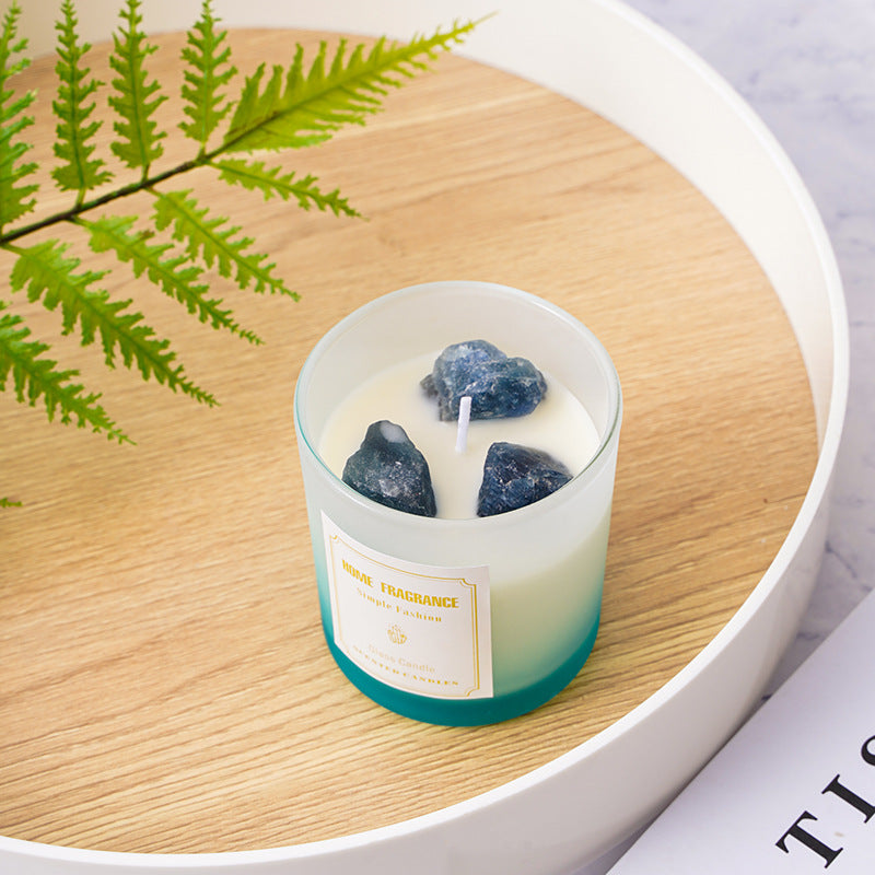 Aromatische Edelstein-Top Frosted Glass Jar Kerze