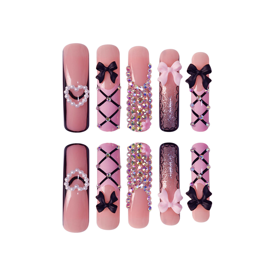 Luxus Nail Art Set mit Strass- und Schleifenakzenten Karnz