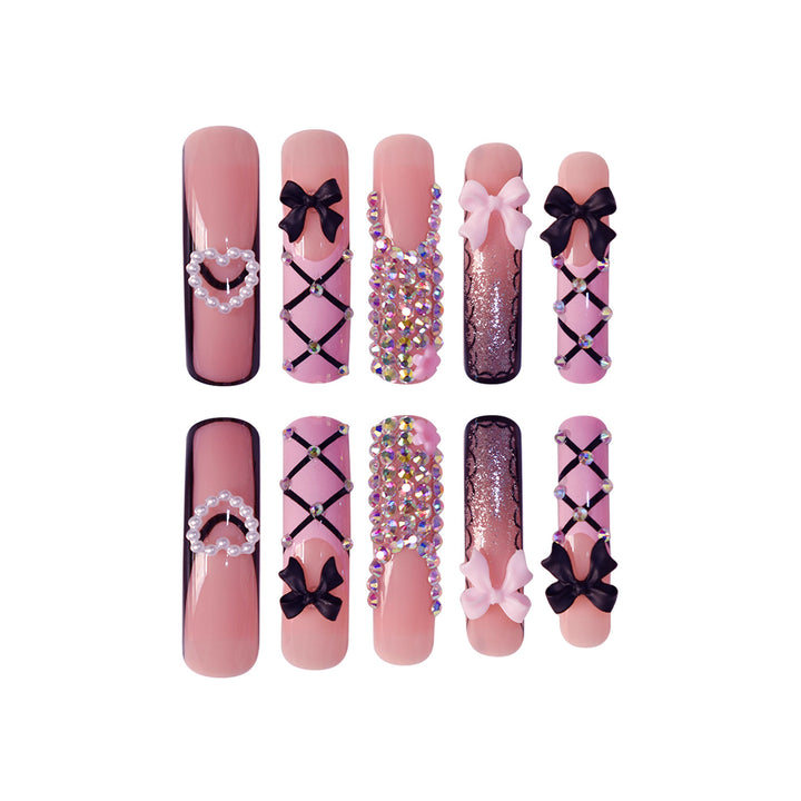 Luxus Nail Art Set mit Strass- und Schleifenakzenten Karnz