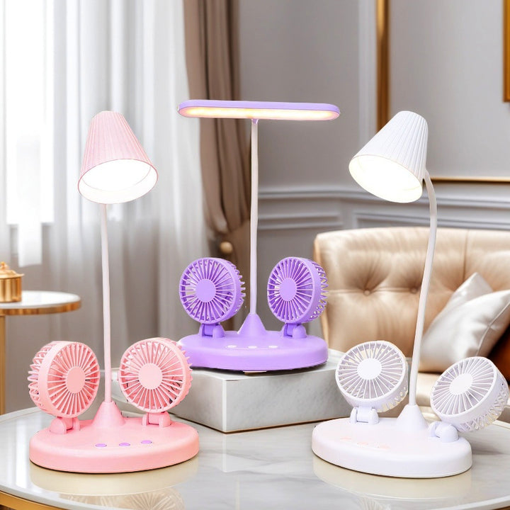 Damen Tischventilator mit integrierter LED-Lampe und flexibler Neigetechnologie Karnz
