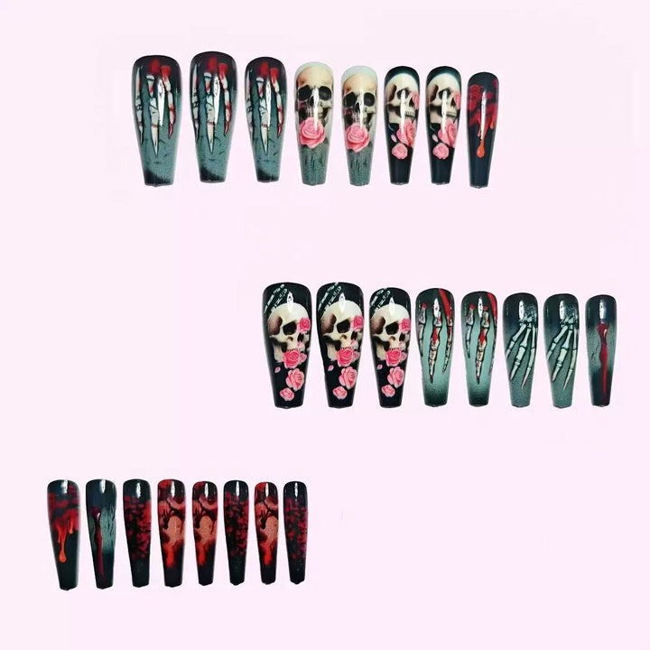 Kunstnagelset mit gruseligen Halloween-Motiven Karnz