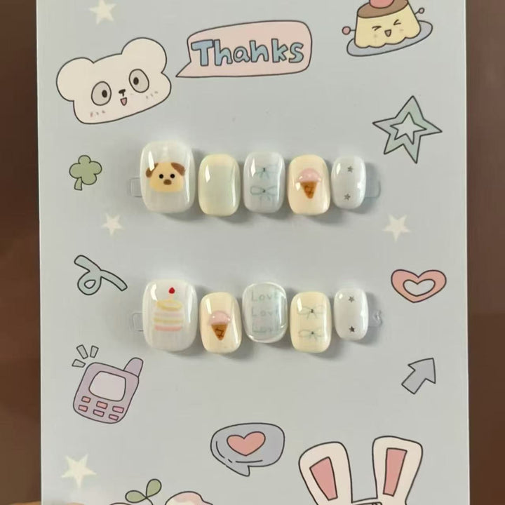 Künstlerisches katzenmotiviertes Press-On-Nagelkunstset Karnz