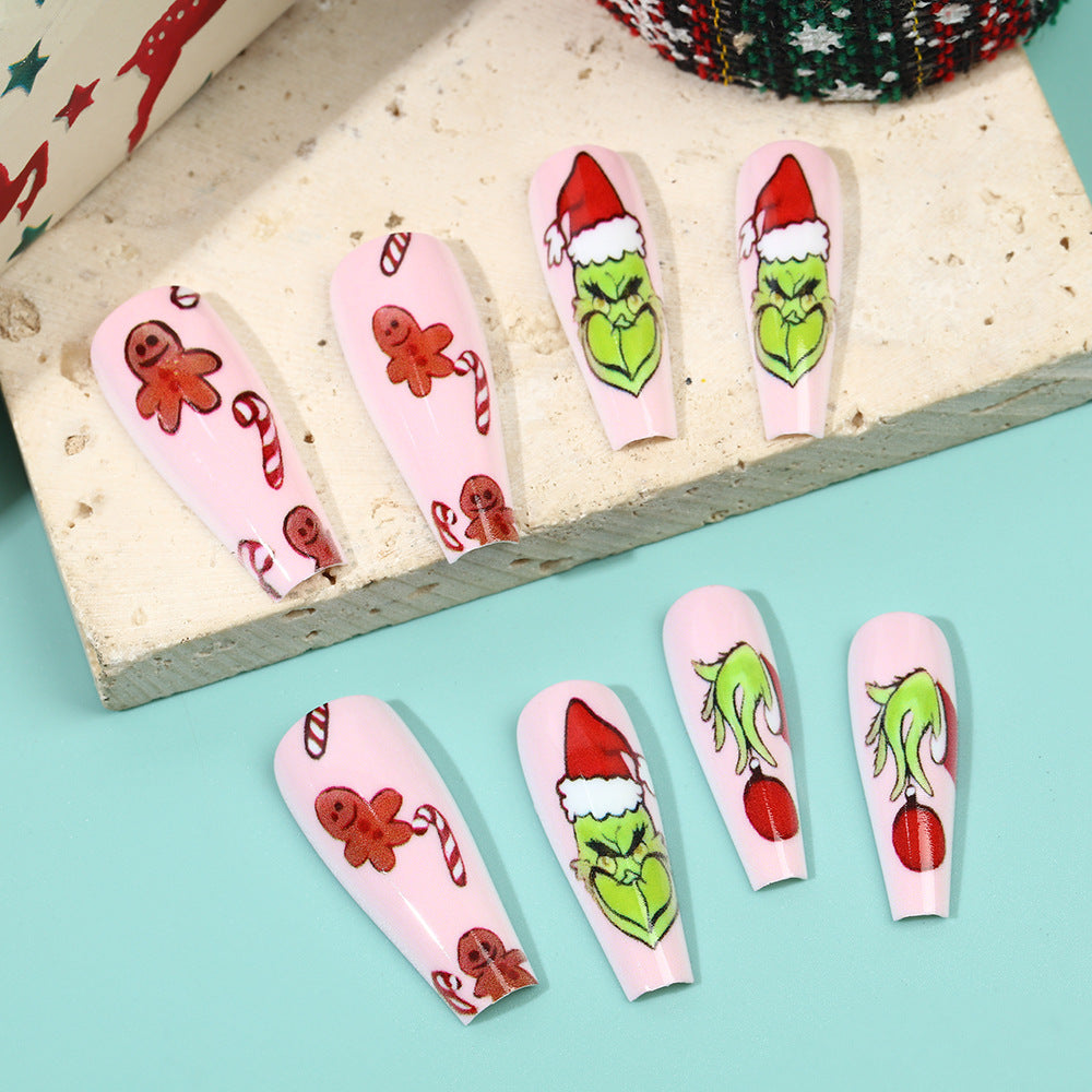Künstliche Nagelspitzen mit festlichen Weihnachtsmotiven Karnz