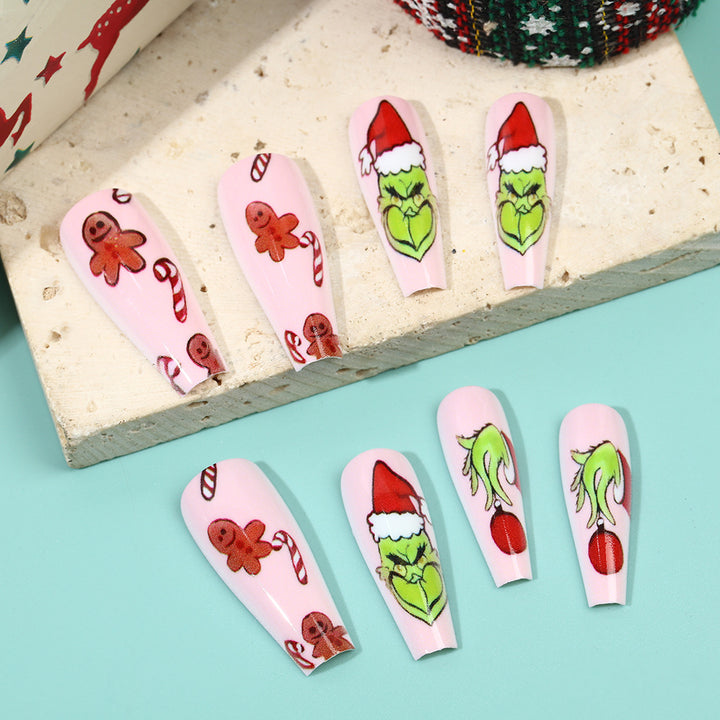 Künstliche Nagelspitzen mit festlichen Weihnachtsmotiven Karnz