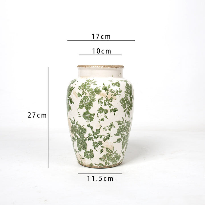 Florale Keramik Vase mit kunstvollem Design Karnz