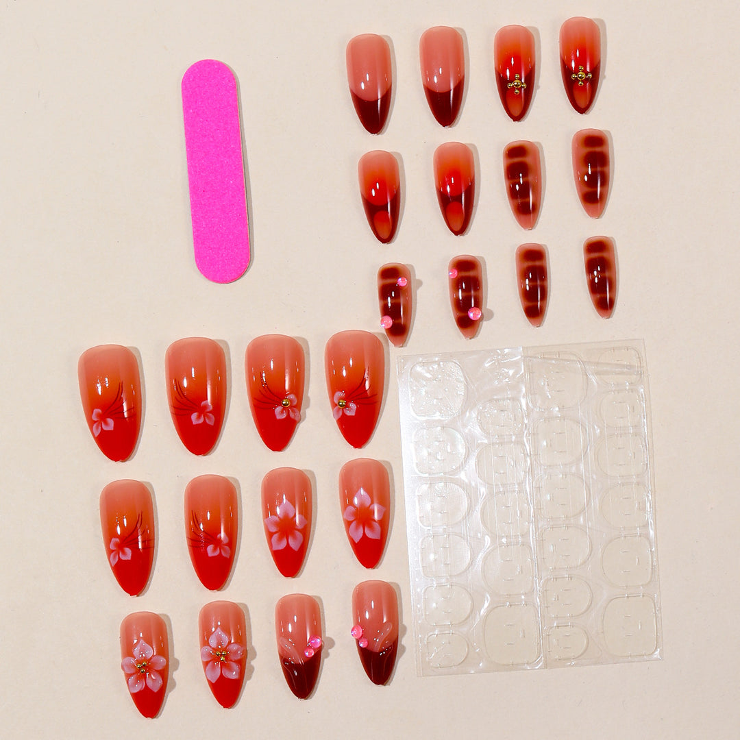 Künstlerische Blumen-Akzent Stiletto Nagelkunst Extensions Karnz