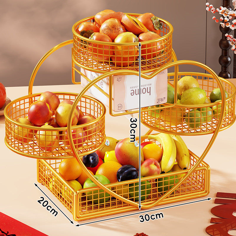 Herzförmiger dreistufiger Metall Obstkorb Organizer