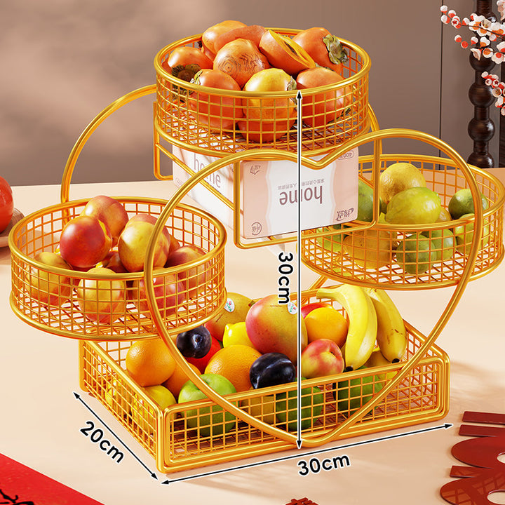 Herzförmiger dreistufiger Metall Obstkorb Organizer