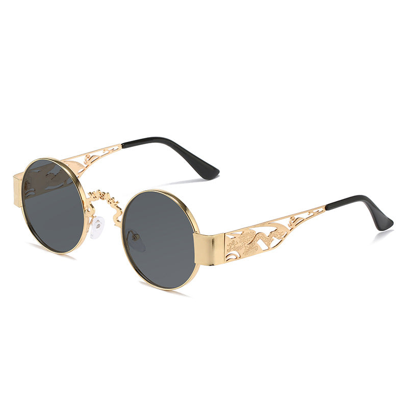 Damen künstlerische runde Sonnenbrille mit elegantem filigranen Rahmen Karnz