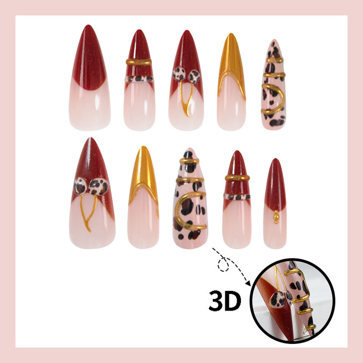 Kunstnagelset mit elegantem Leoparden- und Glitzerakzenten Karnz