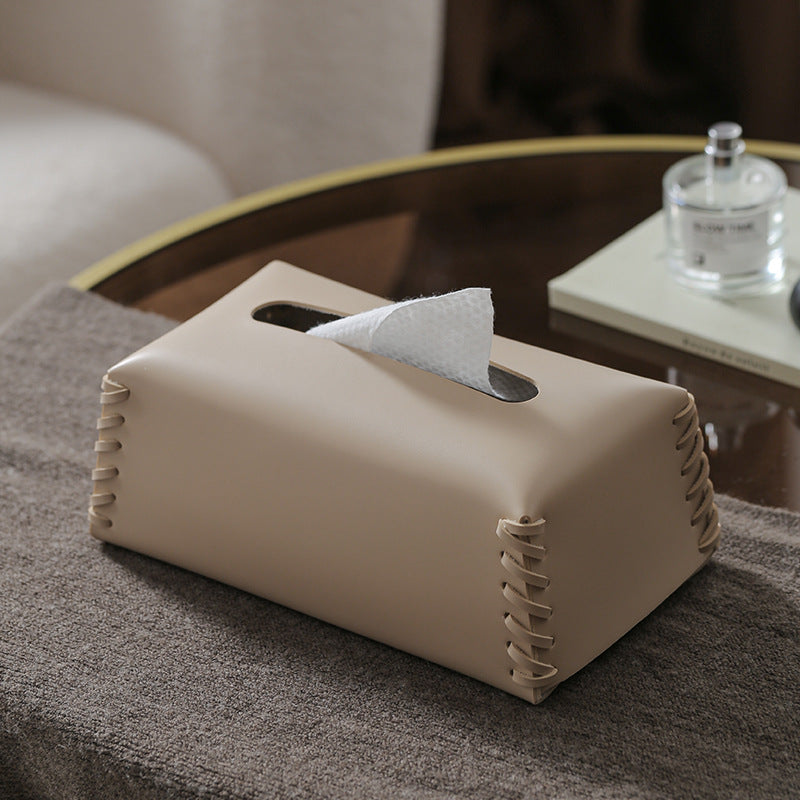 VédaLuxe Leder Taschentuchbox – handgefertigte Eleganz aus gewebtem Leder | Karnz