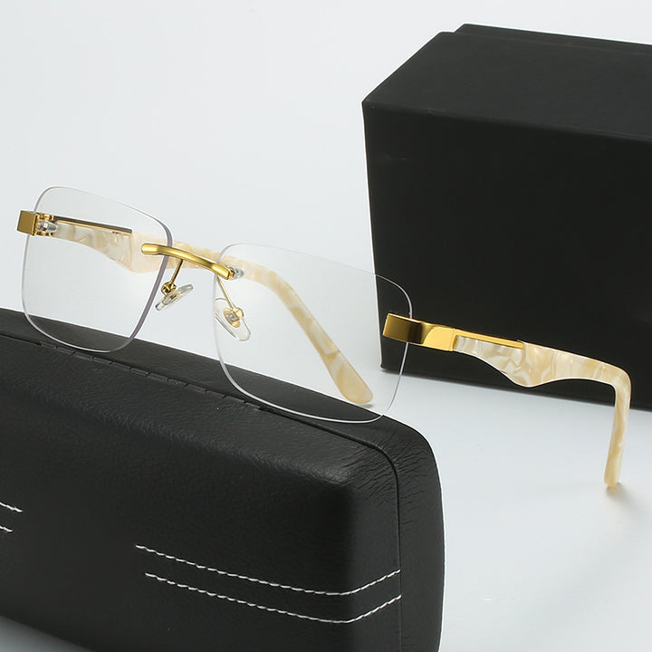 Damen modische Halbrahmenbrille mit elegantem Metall- und Kunststoffmix Karnz