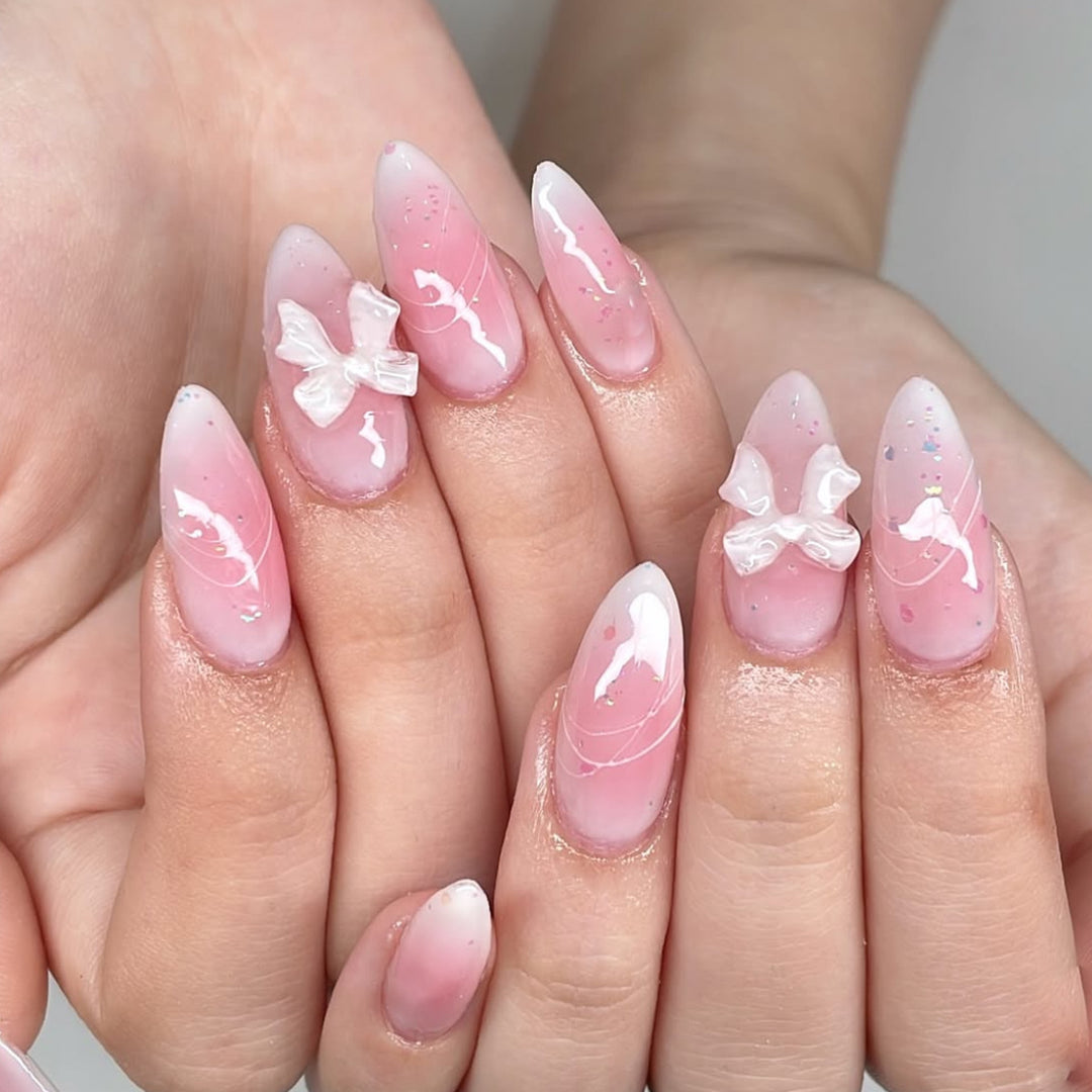 Elegante 3D Schleifenakzent Nagelkunstverlängerungen Karnz