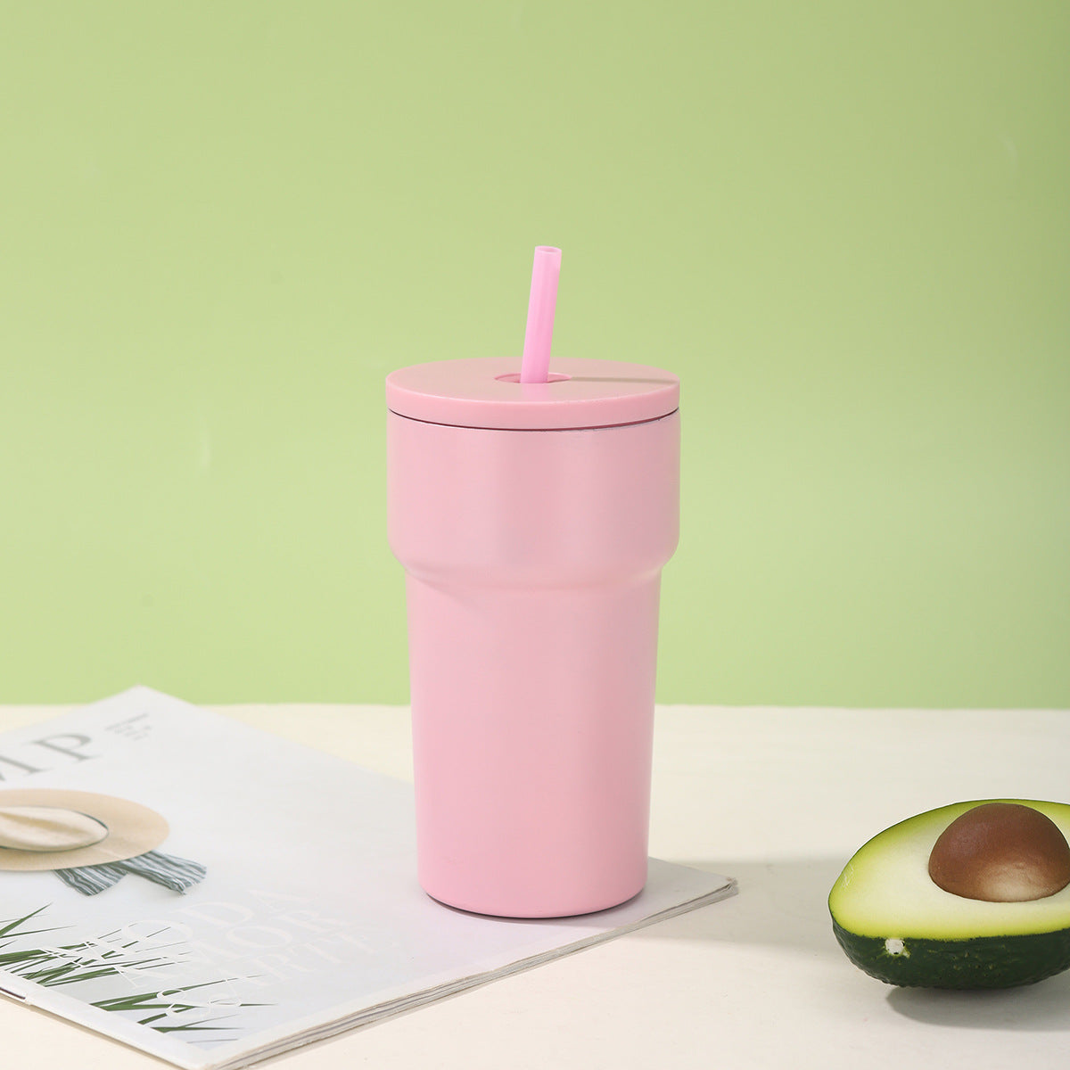 Unisex Isolierter Trinkbecher mit Staubschutzdeckel und Strohhalm Karnz