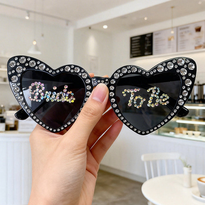 Rhinestone-besetzte Herzförmige Sonnenbrille Karnz