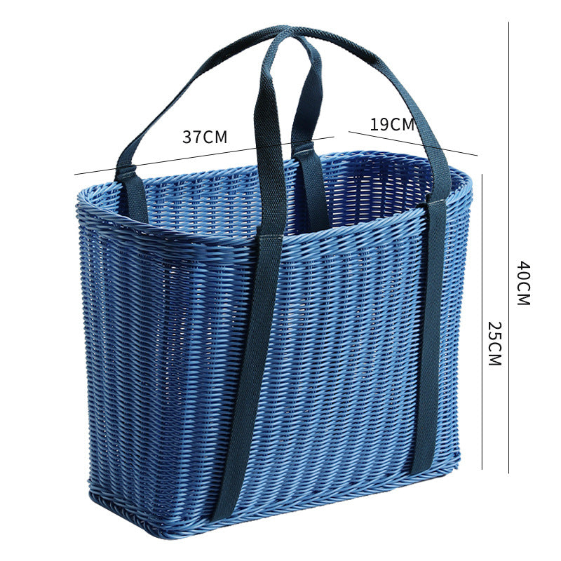 Unisex Robust geflochtener Einkaufskorb mit bequemen Stoffgriffen Karnz