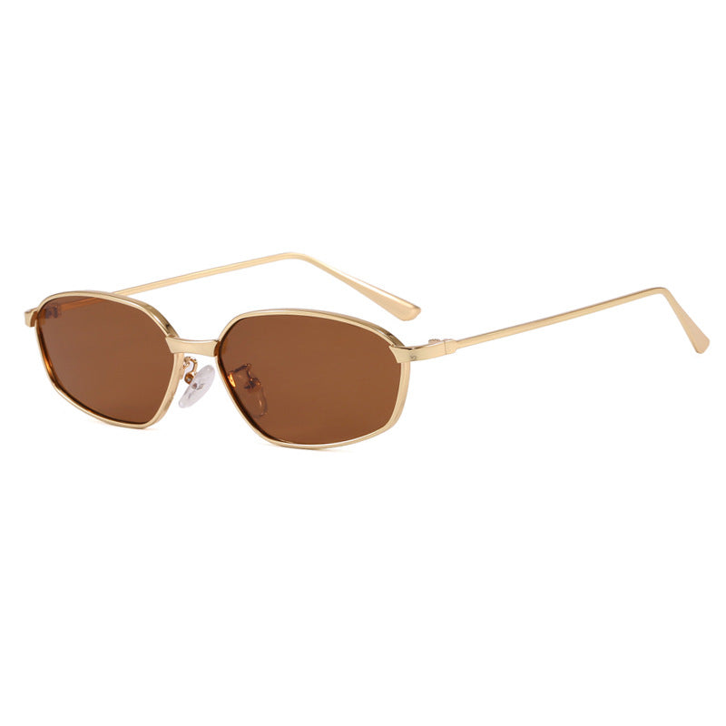 Damen geometrische Sonnenbrille mit schützendem UV-Filter und minimalistischem Metallrahmen Karnz