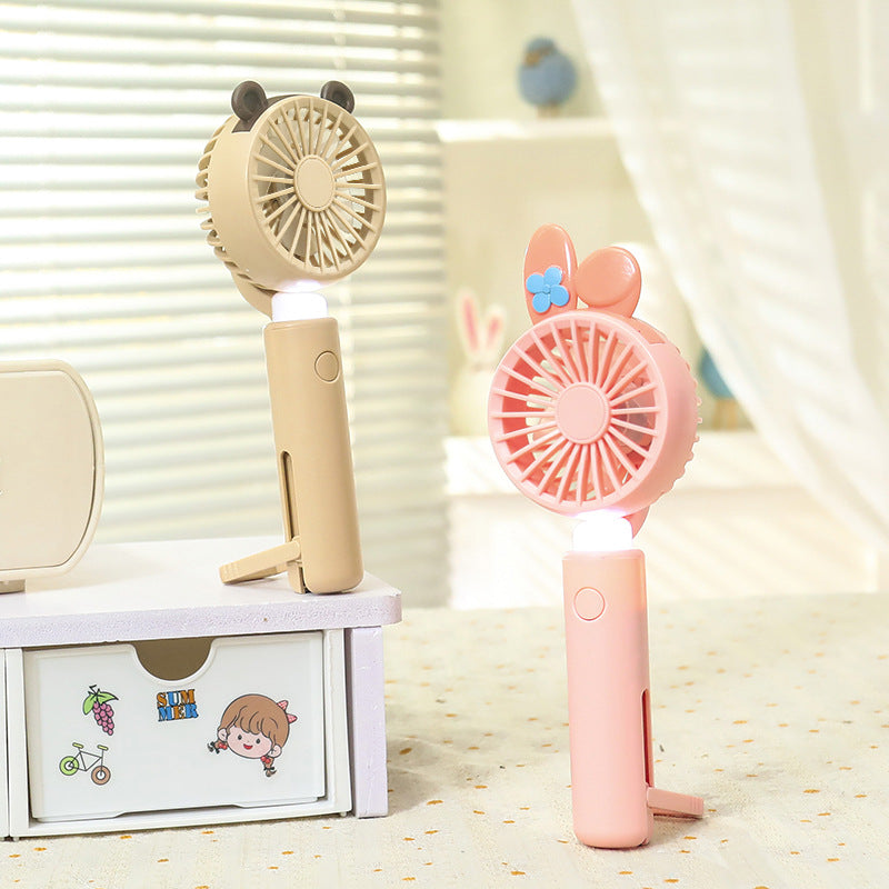 Damen Tragbarer Handventilator mit LED-Beleuchtung und süßem Tierdesign Karnz