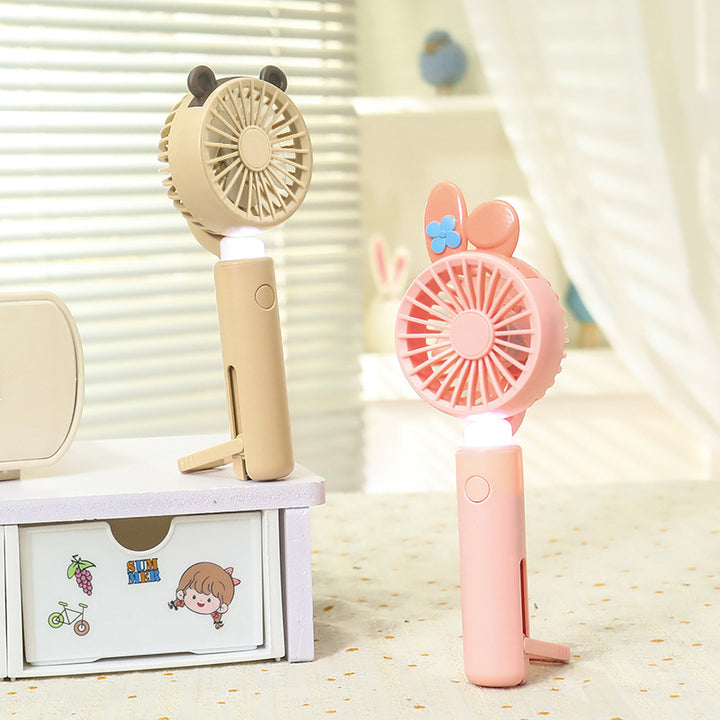 Damen Tragbarer Handventilator mit LED-Beleuchtung und süßem Tierdesign Karnz