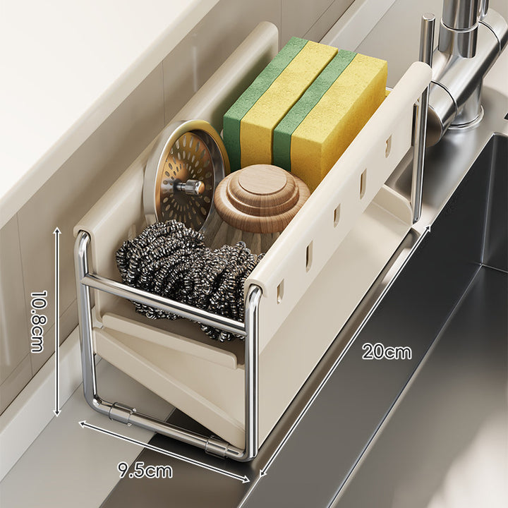 Edelstahl ablaßbarer Spülbecken Caddy Organizer für Schwämme Bürsten und Scheuerschwämme