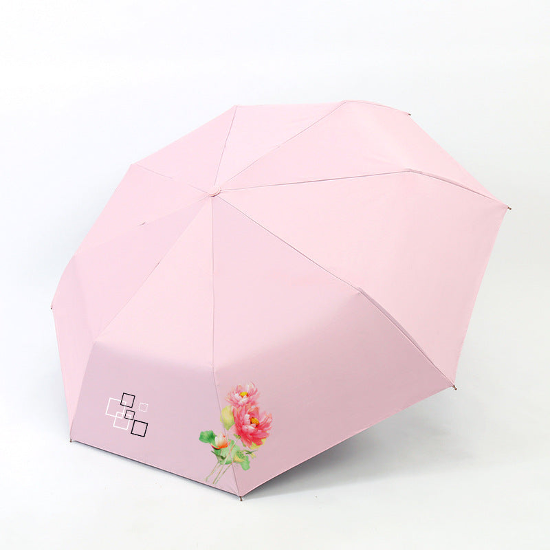 Damen Falt-Regenschirm mit elegantem Blumenmotiv Karnz