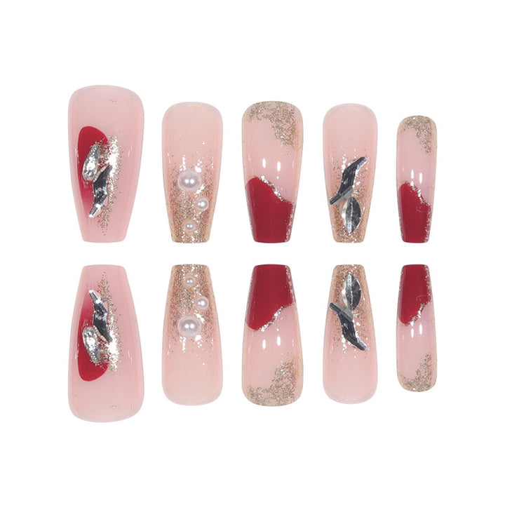 Premium Glitzernde Stiletto Press-On Nägel Karnz