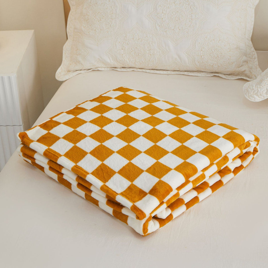 Kariertes Fleece-Wurfdecke
