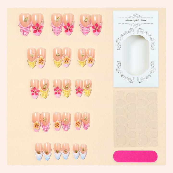 Floral Themed Premium Press-On Nail Art Set Karnz