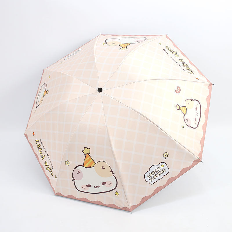 Damen Kawaii Falt-Regenschirm Karnz
