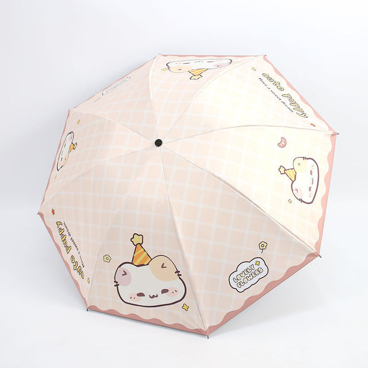 Damen Kawaii Falt-Regenschirm Karnz