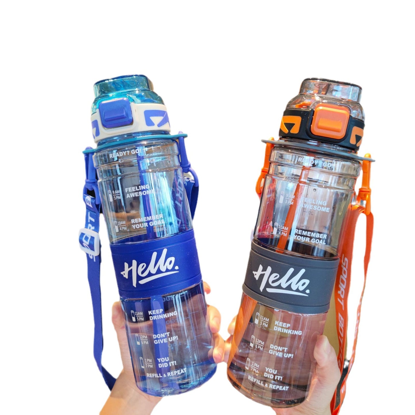 Damen große Sport-Trinkflasche mit motivierenden Zeitmarkierungen Karnz