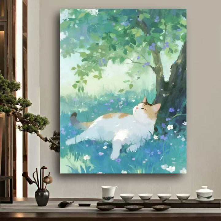 Verspielt Katze Aquarell Wandkunst Karnz