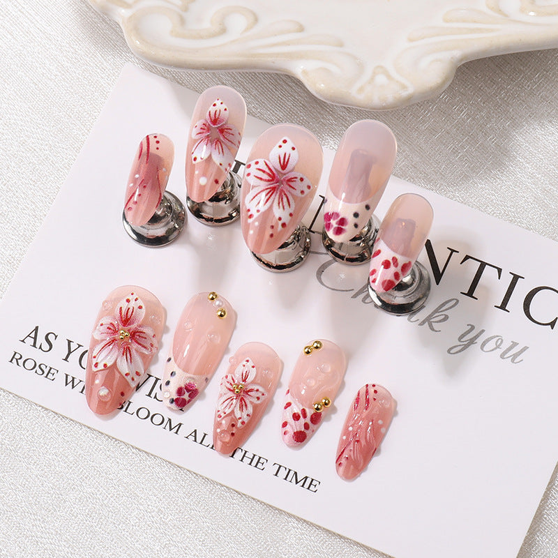 Premium Dekorative Florale Press-On Nagelspitzen Karnz
