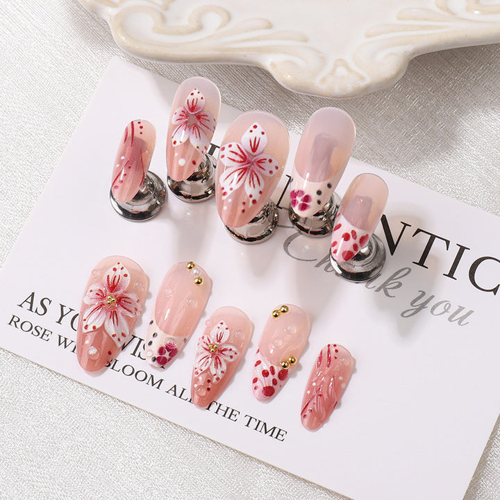 Premium Dekorative Florale Press-On Nagelspitzen Karnz