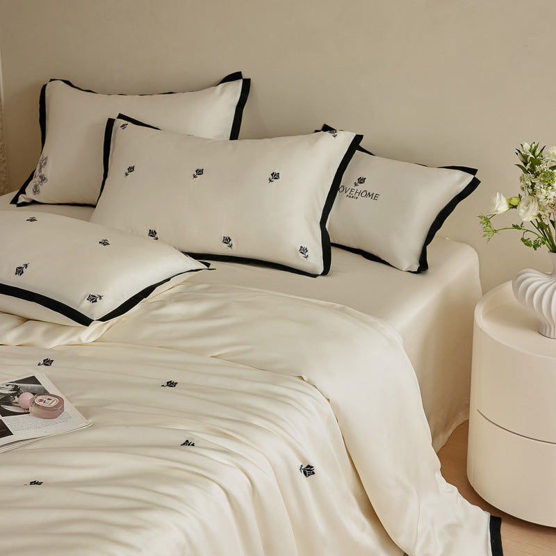 Besticktes Satin Bettbezug Set