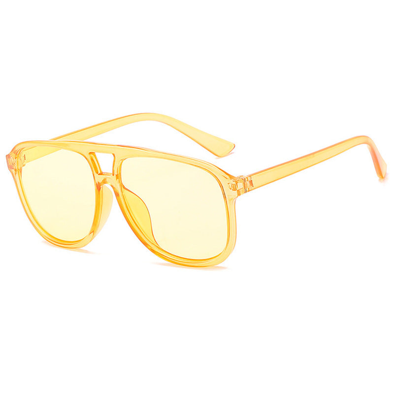 Damen modische Sonnenbrille mit transparentem Rahmen und blauen Gläsern Karnz