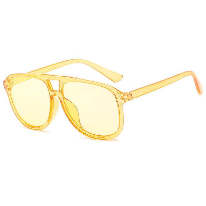 Damen modische Sonnenbrille mit transparentem Rahmen und blauen Gläsern Karnz