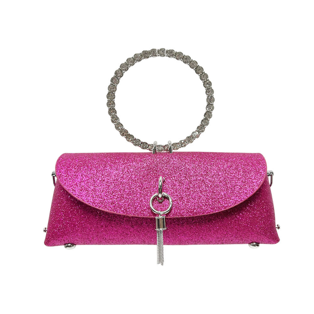 Glitzernde Clutch mit Strassgriff für den Abend