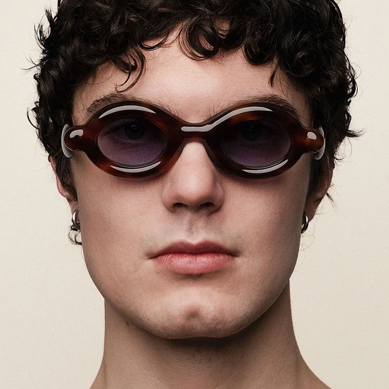 Damen Sonnenbrille im trendigen Retro-Design mit ovalen Gläsern Karnz
