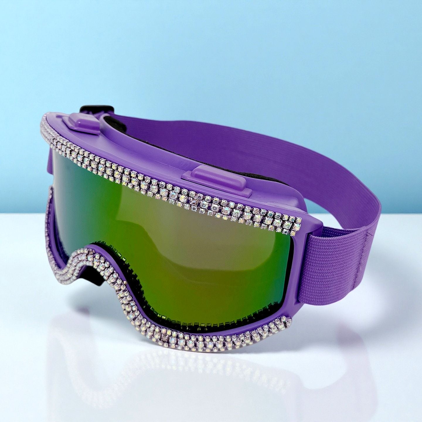 Damen Glamouröse Skibrille mit funkelndem Kristallbesatz Karnz