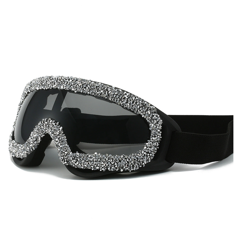 Damen Sportliche Skibrille mit glamourösem Kristallbesatz Karnz