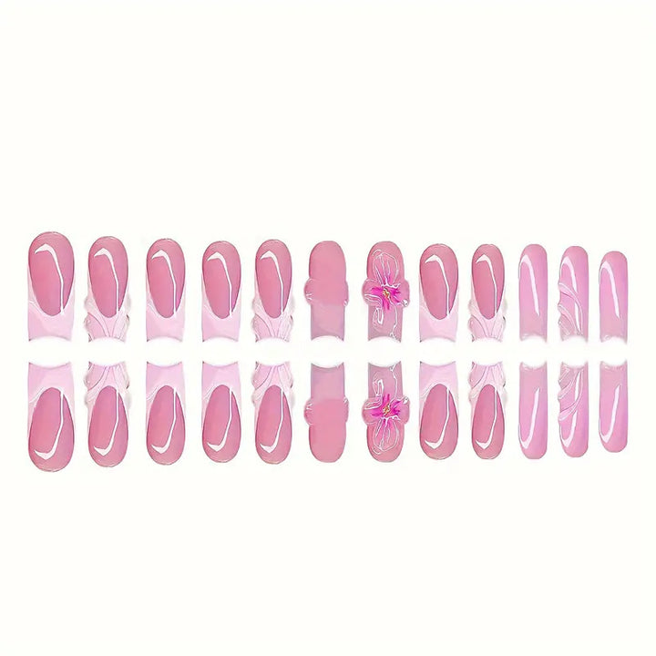 Florales dekoratives Press-on-Nagelset Karnz
