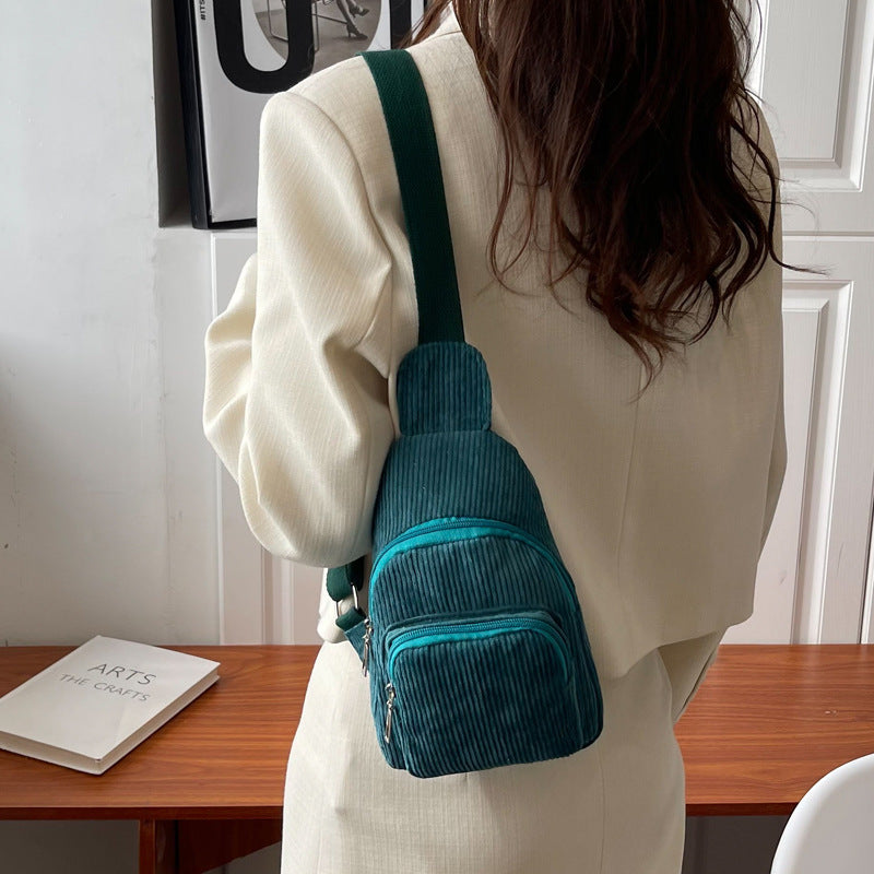 WoMulti-Fächige Corduroy Sling Bag Karnz